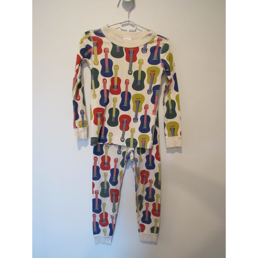 Hanna Andersson Kids 110 US 5 Guitar Organic Cotton Pajama Set White 60611